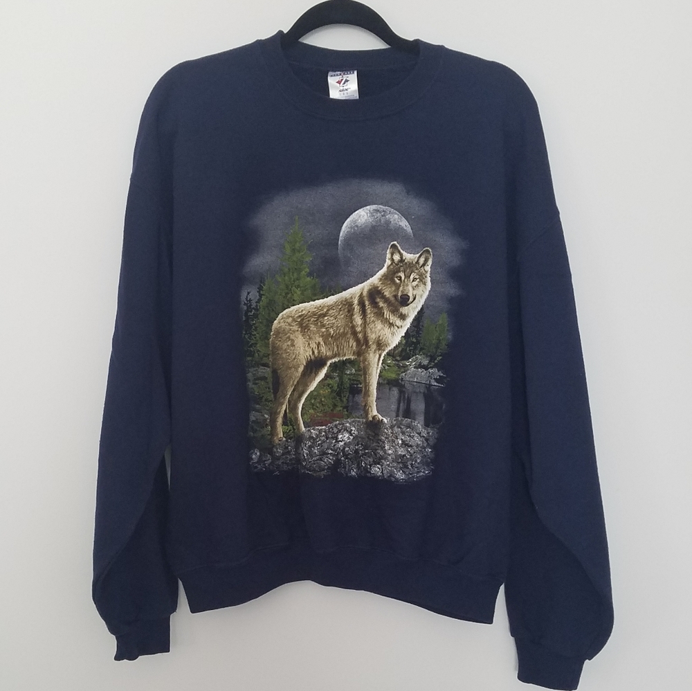 Vintage Unisex 80s Jerzees Wolf Sweatshirt Granny